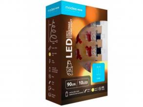 Led fényfüzér , beltéri , meleg fehér ,elemes , csillag, 10 LED , IP20 , Modee