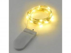 Led fényfüzér , beltéri , 20 db LED , meleg fehér , elemes