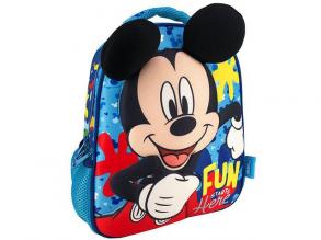 Mickey egér Fun Starts Here 3D mintás ovis hátizsák 27x10x31cm