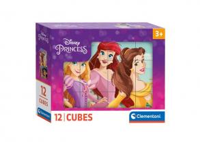 Clementoni kocka puzzle Disney hercegnők, 12 darabos