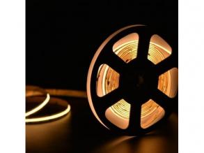 LED szalag , 12 Volt DC , COB , 300 LED/m , DOTLESS , 11 W/m , meleg fehér