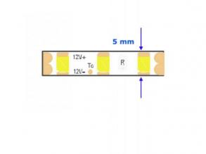 LED szalag , 2835 , 120 led/m , 9 Watt/m , hideg fehér , 800 lumen/m , keskeny , 5mm , 5 év garancia