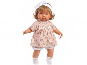 Llorens: Carla 42cm-es síró baba virágos ruhában fejpánttal