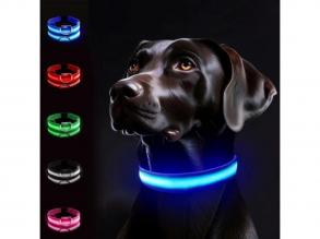 LED-es kutyanyakörv , állítható , elemes , vízálló , 40cm , L-es , kék