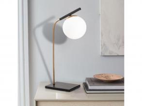 Elegáns skandináv asztali lámpa, fém ház üvegkupakkal, 55 x 15 cm átmérő, be-/kikapcsoló, 200 cm kábel, E27 aljzat, max 40 W, ar