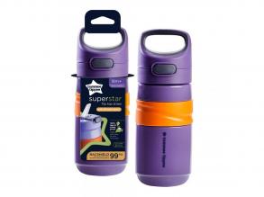 Tommee Tippee: Superstar Flip top straw Itatópohár szívószállal lila színben 500ml (18 hó+)