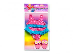 Bikini játékbabáknak hozzá illő strandpapuccsal - 35-45 cm