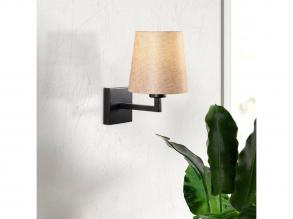 Modern fali lámpa, vastest, szövet sapkával, 18 x 24 cm, magasság 30 cm, E27 foglalat max. 40W, IP20, fekete-krém