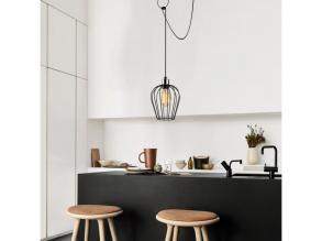 Ipari fekete csillár, állítható magasságú 130 cm, 80 x 20 cm | Iron Body, E27 Socket Max 40W, IP20 | Tökéletes nosztalgikus lakb