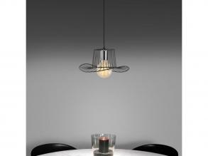 Modern fekete csillár, 30 cm átmérő, állítható magasság 110 cm | Fém ház, E27 Socket Max 40W, IP20 | Stílusos világítás otthoni