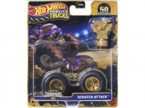 Hot Wheels Monster Trucks: Scratch Attack bajnok monster kisautó serleggel 1/64 - Mattel