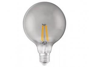 LED lámpa , égő , izzószálas hatás , filament , E27 foglalat , G125 , 6W , meleg fehér , dimmelhető , szürke , LEDVANCE Smart+ W