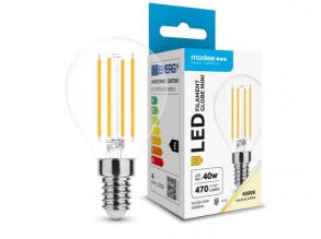 LED lámpa , égő , izzószálas hatás , filament  , E14 foglalat , G45 , 4 Watt  , természetes fehér ,  Modee