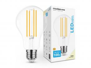 LED lámpa , égő , izzószálas hatás , filament , E27 foglalat , A70 , 12 Watt , természetes fehér , Modee