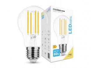 LED lámpa , égő , izzószálas hatás , filament , E27 foglalat , A60 , 8 Watt , természetes fehér , Modee