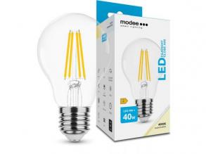 LED lámpa , égő , izzószálas hatás , filament , E27 foglalat , A60 , 4 Watt , természetes fehér , Modee