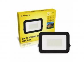LED reflektor , 30W , 2700 lm , slim, fekete , természetes fehér , IP65 , Asalite