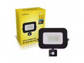 LED reflektor , 10W , 900 lm , slim, mozgásérzékelős , fekete , természetes fehér , IP65 , Asalite