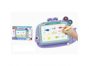 Bálna formájú lila mágneses rajztábla nyomdákkal