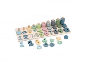 Számolási és forma-tanulási tábla, 76 darabos.