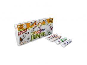 Creative Jungle: 12 darabos tubusos tempera készlet kifestővel - 12 x 16 ml
