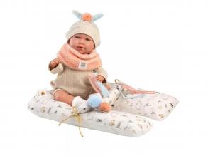 Llorens: Mimi 42cm-es síró baba füles sapkában párnával