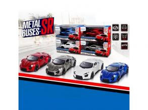 Fém hátrahúzós sportautó fénnyel és hanggal 1/43