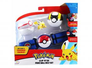 Pokémon Clip 'N' Go Pokeball kék övvel játékszett, 4 darabos