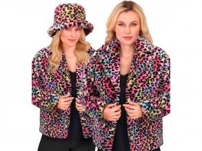 Leopárdmintás színes plüss dzseki női jelmez