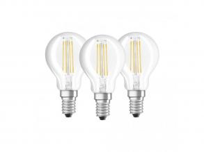 Osram BASE Clas LED fényforrás E14 4W Kisgömb meleg fehér filament (3db)