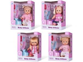 Szőke copfos baba hanggal 30cm-es, négyfeléle változatban