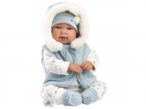 Llorens: Tino 44cm-es újszülött baba cumival kapucnis mellényben