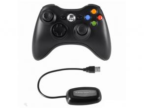 PRC vezeték nélküli Xbox 360/PC USB adapterrel fekete kontroller