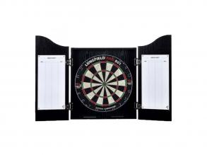 Darts tábla fa tokban, darts szettel