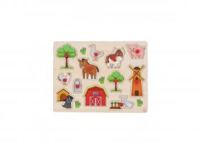 Fogantyús fa puzzle: Farm, 30x22 cm