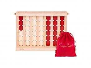 Négy a nyerő (Connect Four) stratégiai fa társasjáték, bükkfa, tárolótáskában