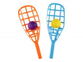 Műanyag labdaelkapós játék szett - kék/narancs