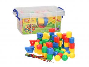 Műanyag gyöngyfűző 69 darabos készlet tárolódobozban