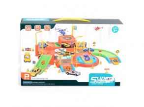 Parkolóház helikopterrel és két kisautóval