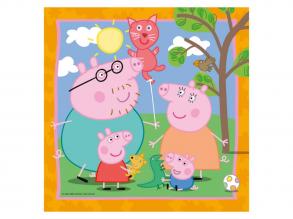 Peppa malac családja és barátai puzzle, 3x49 darab.