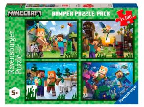 Ravensburger Puzzle 4x100 db - Minecraft