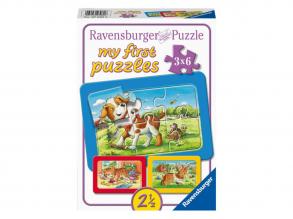 Állati barátaim puzzle, 3x6 darabos