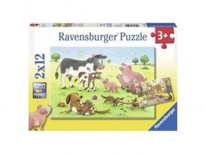 Boldog állatcsaládok 2 x 12 darabos puzzle