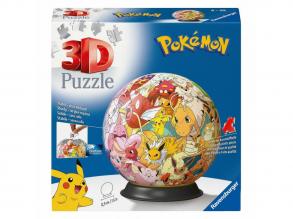 Pokémon karakterek 3D puzzle labda, 54 darabos