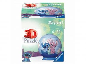 Ravensburger 3D puzzle gömb: Stitch és angyal, 54 darabos.