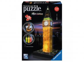 Ravensburger Puzzle - 3D . Épületek sorozat. 216 db-os, Színváltóan világít - Big Ben éjszaka