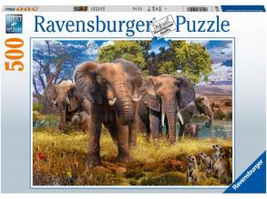 Puzzle 500 db - Elefántcsalád