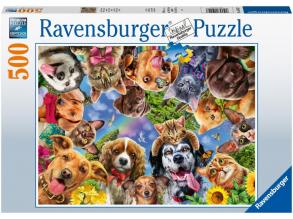 Puzzle 500 db - Állati arcok