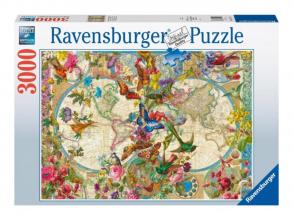 Puzzle 3000 db - Világtérkép és pillangók