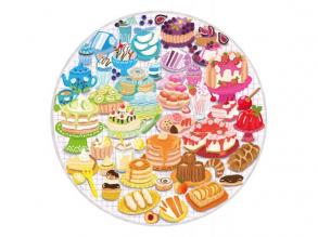 Desszertek, sütemények kerek puzzle, 500 darabos
